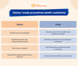 Zalety i wady prywatnej opieki szpitalnej - infografika